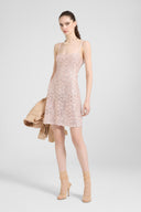 Short dress in maiolica lace with crystals