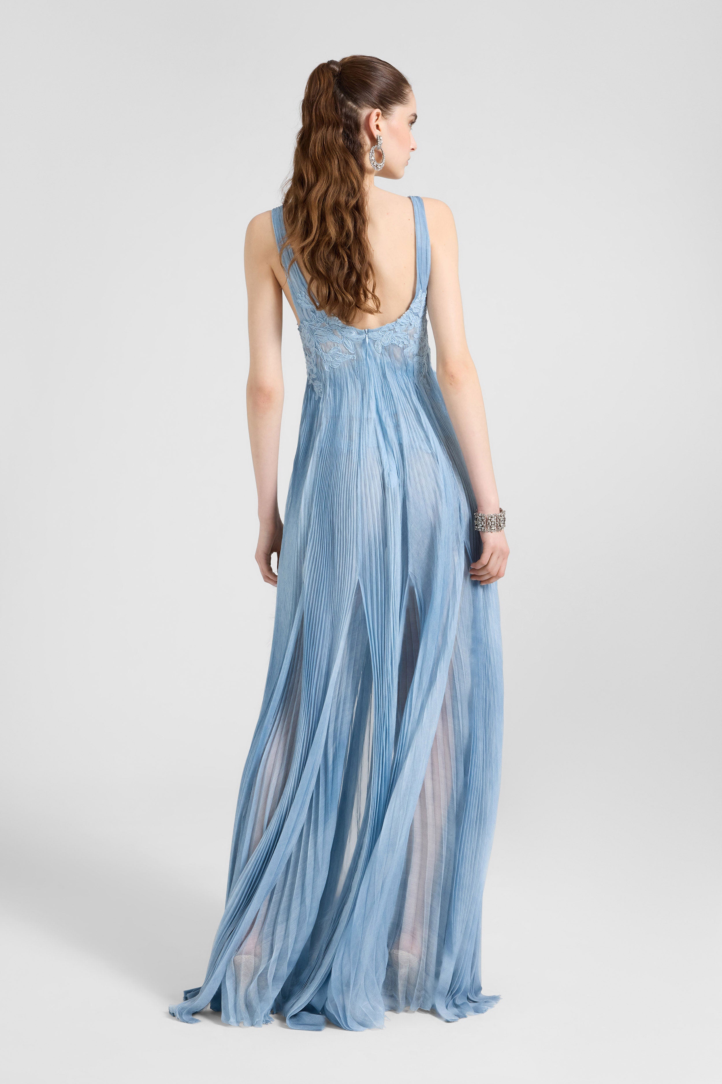Long silk dress with rebrod lace Long silk dress with rebrod lace