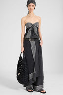 Abito lungo stampa bandana con nodo centrale