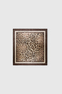 Square silk stole with natural-effect leopard print