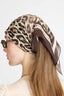 Square silk stole with natural-effect leopard print