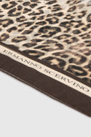 Square silk stole with natural-effect leopard print