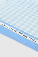 Square silk stole with white and blue vichy print