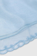 Silk bandana with jeans print and scalloped rebrodé lace trim