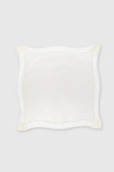 White silk bandana with scalloped rebrodé lace trim
