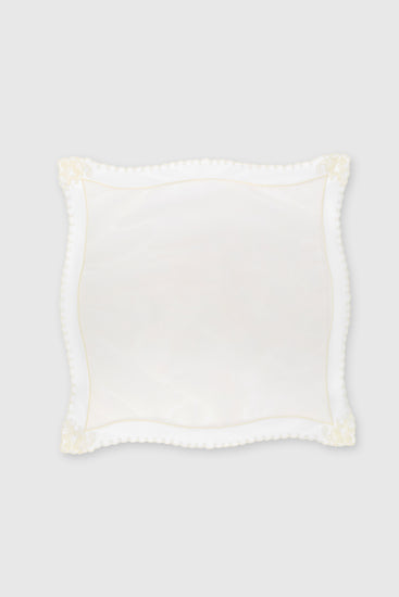 Bandana in pura seta bianca con bordo in pizzo rebrodé