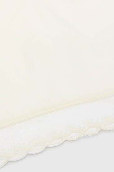 Bandana in pura seta bianca con bordo in pizzo rebrodé