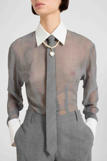 Tie with black and white Prince of Wales print