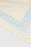 Square silk scarf with blue and cream bandana print
