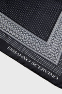 Square silk scarf with black and white bandana print