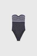Bandana print one-piece swimsuit with crystals