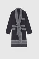 Pure silk kimono with bandana print and belt