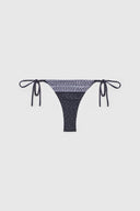 Thong bikini bottom with tie sides and bandana print