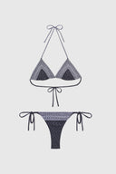 Thong bikini bottom with tie sides and bandana print