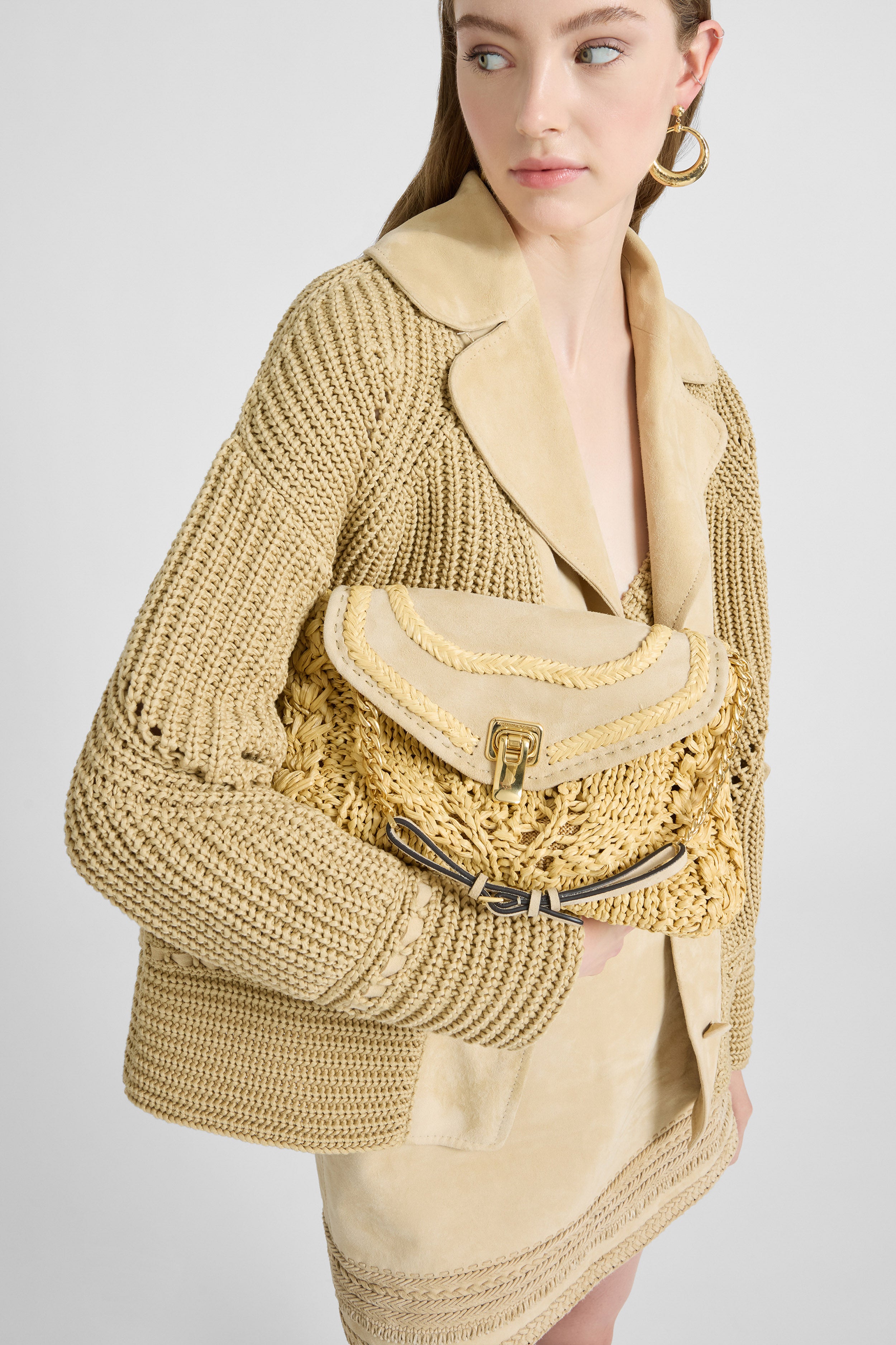 Joy shoulder bag in raffia and suede - Ermanno Scervino
