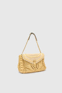 Joy shoulder bag in raffia and suede