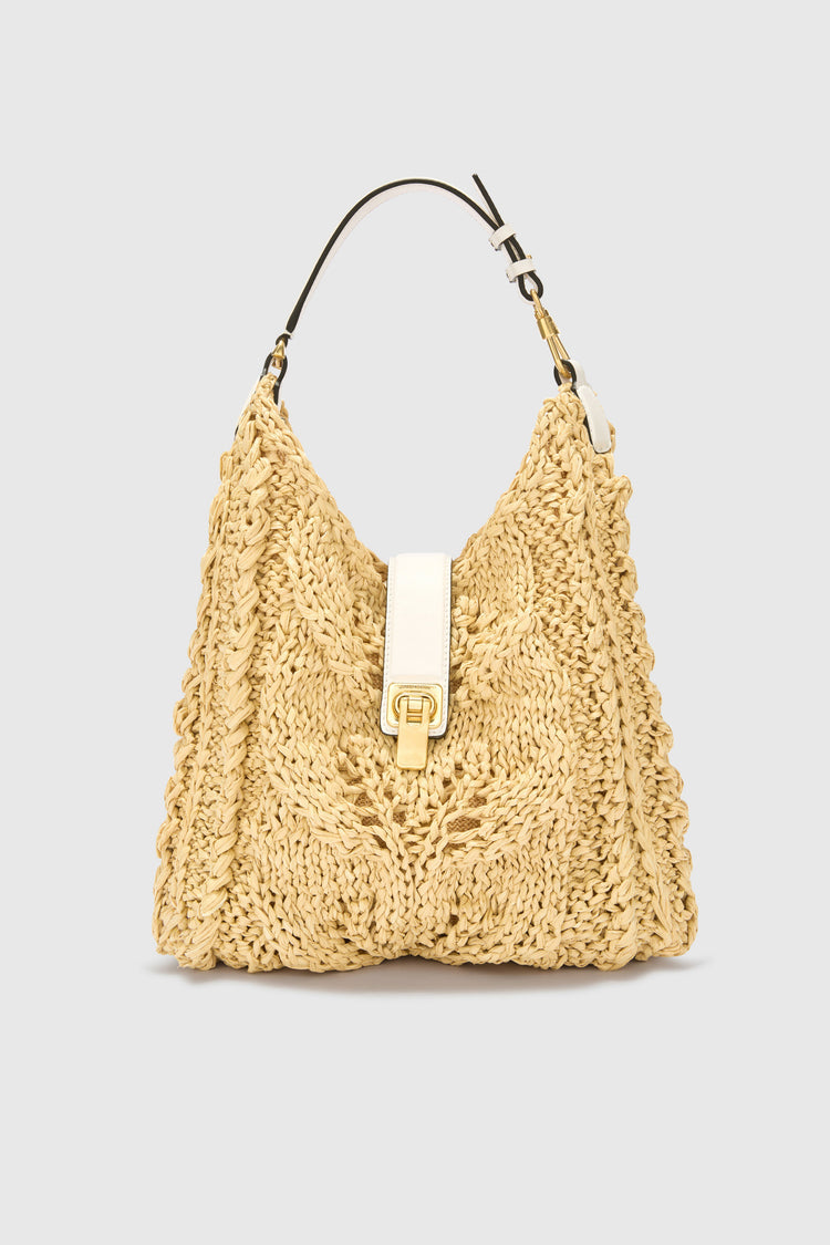 Natural Raffia Hobo Bag