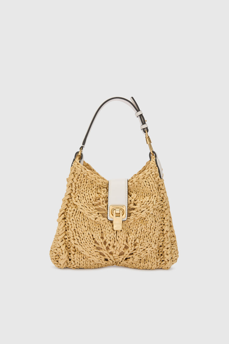 Mini hobo bag in natural raffia