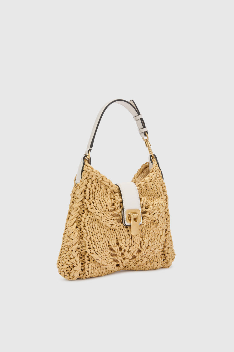 Mini hobo bag in natural raffia