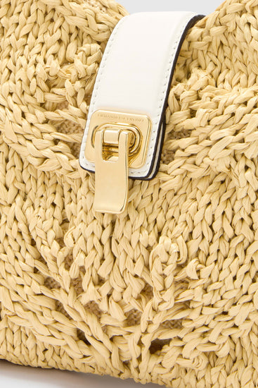 Mini hobo bag in natural raffia