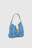 Mini hobo bag in powder blue raffia