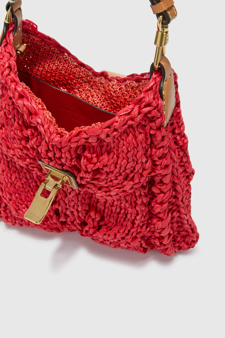Mini Clio bag in red raffia