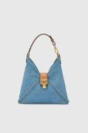 Mini Clio bag in denim with perforated edges