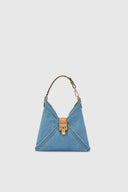 Mini Clio bag in denim with perforated edges