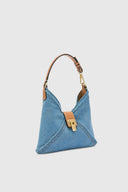 Mini Clio bag in denim with perforated edges