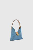 Mini Clio bag in denim with perforated edges