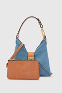 Mini Clio bag in denim with perforated edges