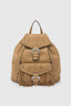 Suede backpack with fringes and perforations