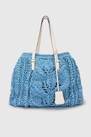 Powder blue raffia shopper