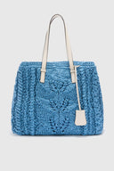 Powder blue raffia shopper