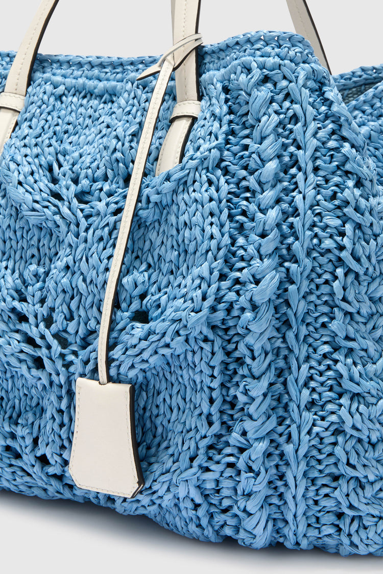 Powder blue raffia shopper