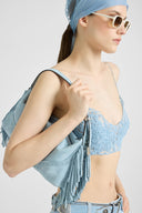 Candy Duffle in powder blue suede