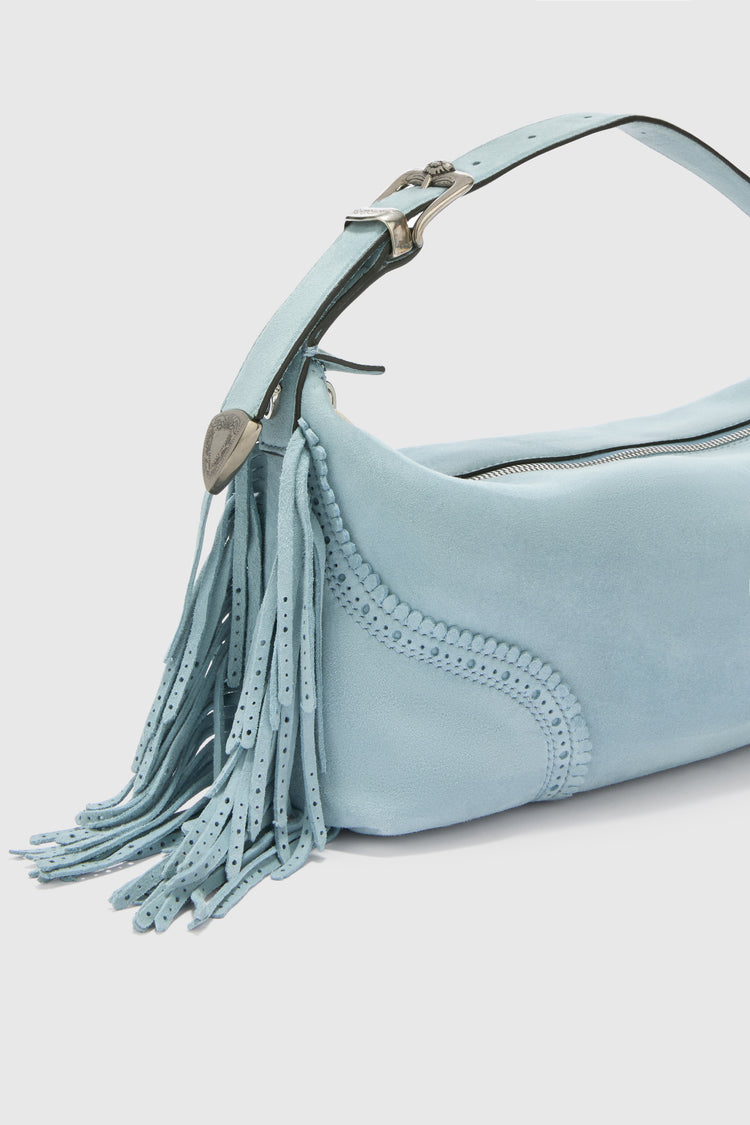 Candy Duffle en cuir velours bleu poudré