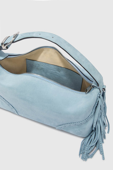 Candy Duffle in powder blue suede