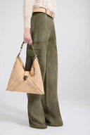Hobo bag in suede with maiolica embroidery