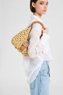 Mini hobo bag in natural raffia with bamboo handle