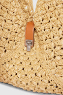 Large sac hobo en raphia naturel avec anse bamboo