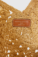 Large sac hobo en raphia naturel avec anse bamboo