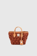 Mini Maggie in raffia with leather details
