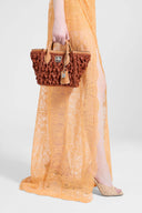 Mini Maggie in raffia with leather details