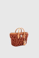 Mini Maggie in raffia with leather details