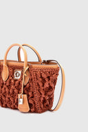 Mini Maggie in raffia with leather details