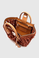 Mini Maggie in raffia with leather details