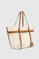 Sac shopping moyen blanc en dentelle de raphia maiolica