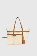 Sac shopping moyen blanc en dentelle de raphia maiolica