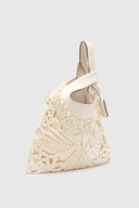 Tbag blanche en nappa avec coque en fil boule